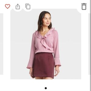 A New Day Womens Size L Flounce Long Sleeve V-Neck Ruffle Blouse